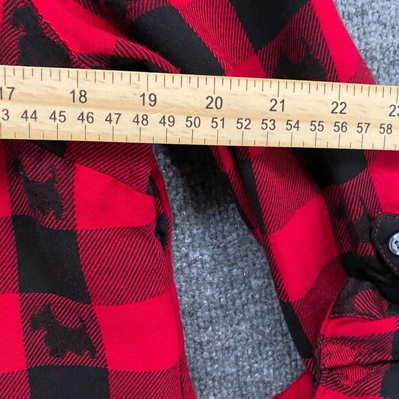 Talbots Shirt Womens PL Petite Black Red Check Yorkie Dog Button Up Comfy Casual - Picture 7 of 8